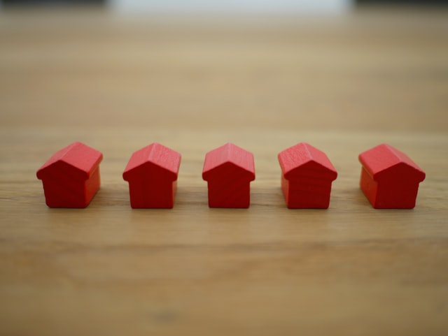 small red houses on a table